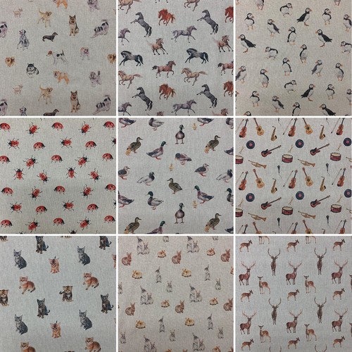 Digital Print Cotton Rich Linen Fabric Craft Curtaining & Upholstery 54" Wide - 第 1/51 張圖片