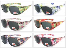 Rhinestones POLARIZED Anti Glare Cover Fit Over Sunglasses Translucent Frame