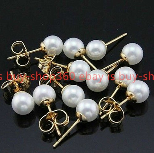 10 Pairs 8/10/12/14mm Genuine South Sea Shell Pearl Plated Stud Earring - Picture 11 of 12