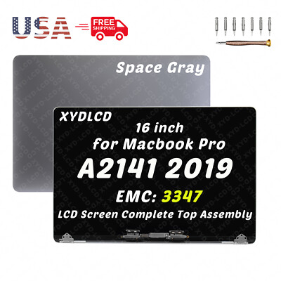 LCD Screen Display Assembly Space Gray For MacBook Pro 16'' A2141 2019 EMC 3347