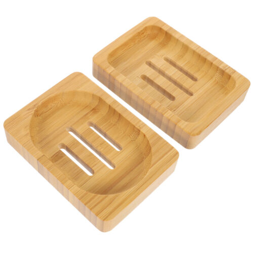 2 Pcs Badezimmer Seifenbehälter Seifenhalter Aus Bambus Spender Reiniger Reisen