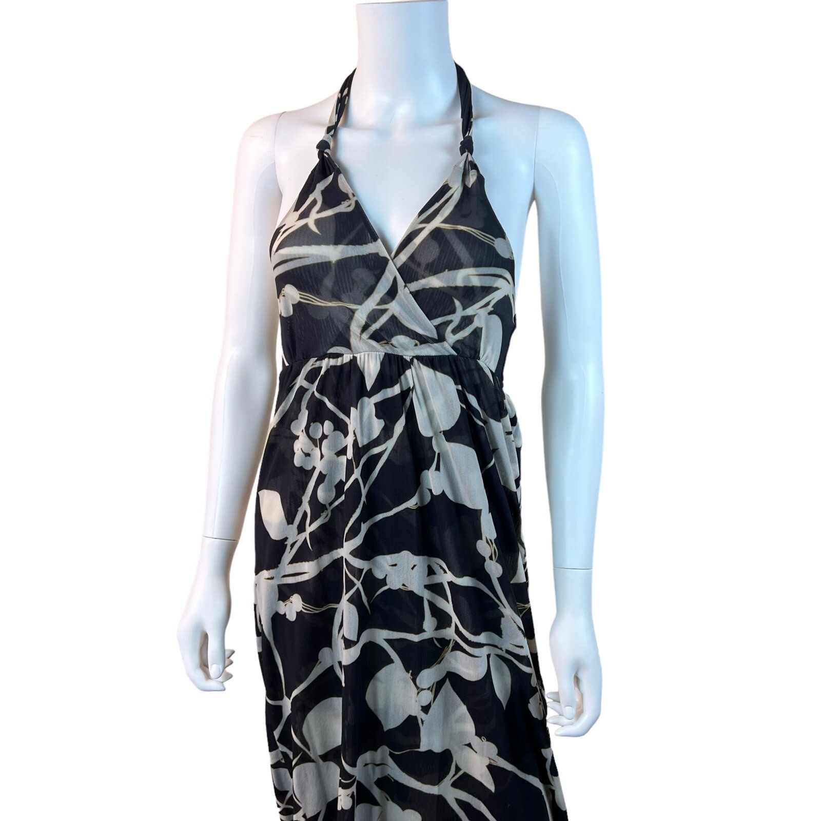 Sweet Pea 3 Layer Mesh Fabric Halter Neck Maxi Dress Women’s Size Small EUC