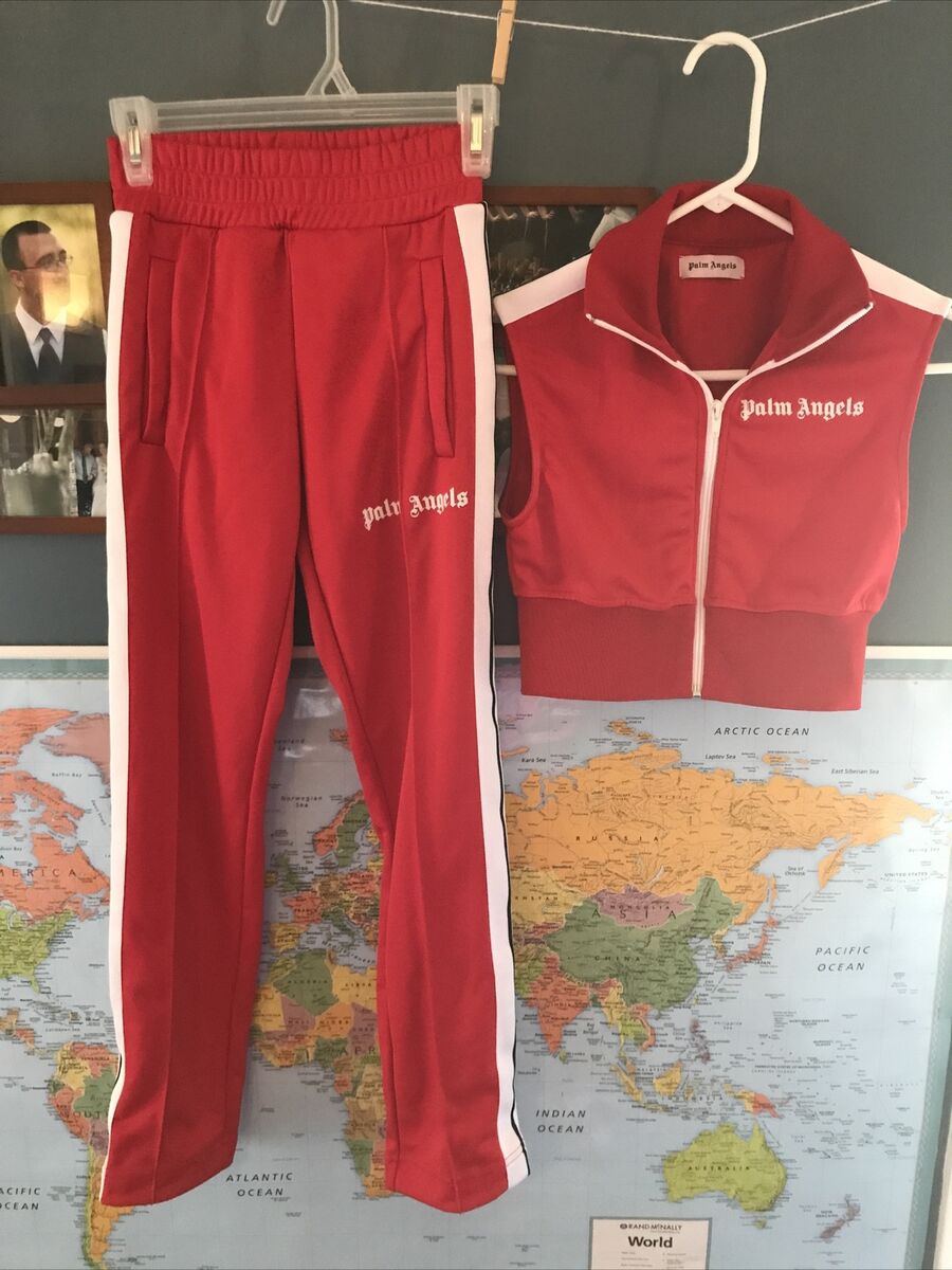 Palm Angels Red Track Pants And Matching Zip-up Vest Size XS Palm Angels Red Track Pants And Matching Zip-up Vest Size XS