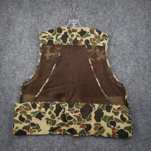 VINTAGE 10x Vest Men 2XL XXL Green Mesh Utility Pocket Duck Camo Hunting USA - Picture 2 of 13