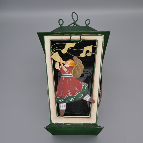 Vintage Trumpet Angel Lantern Candle Holder Christmas Hanging Metal Luminary 13" - Picture 2 of 16