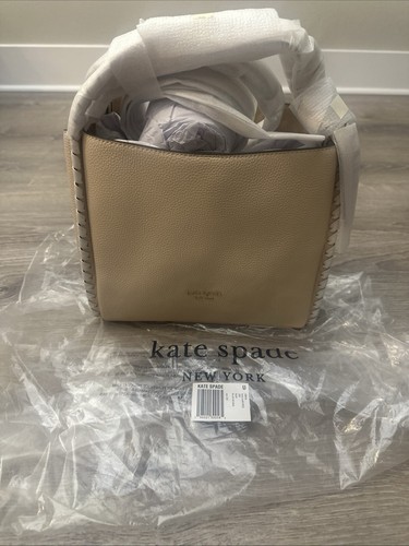 KATE SPADE Leather Whipstitched Medium KNOTT Tote/Crossbody~Beige/Cream/Bone