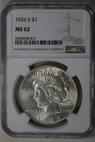 1926-S  $1  NGC  MS62    Peace Dollar,  1900's Silver Dollar