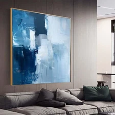 Abstract Wall Art Paintings On Canvas Art Original Painting Wall Decor Biue