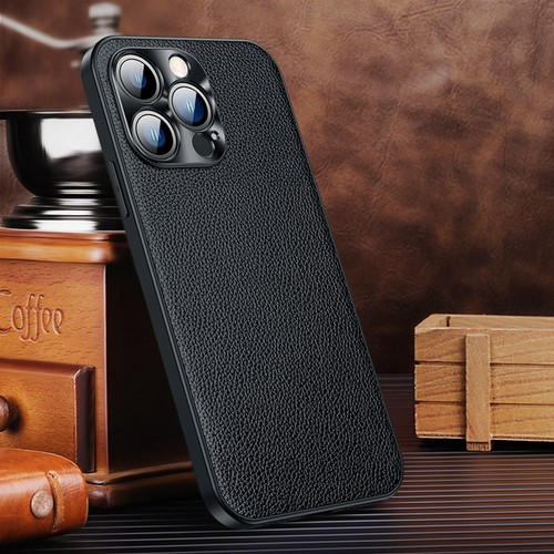 Funda de cuero Litchi rígida suave delgada a prueba de golpes 14 15 13 12 para iPhone 16 Pro Max - Imagen 11 de 24