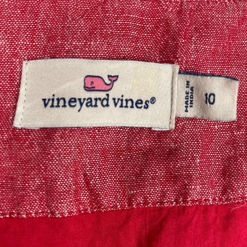Vineyard Vines Embroidered Tunic Dress Sz 10 Red Linen Blend Vacation Side Zip - Picture 4 of 14
