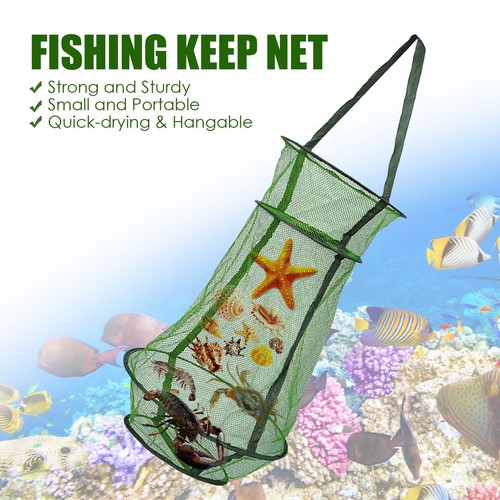 Collapsible Keeper Net Live Bait Basket Cage Fish Keeper Drawstring Fish Cage - Picture 2 of 15