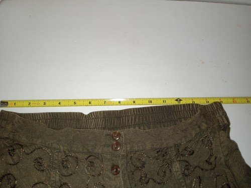 Gorgeous Ornate Rayon Olive Green Embroidered/Velvet Matching Top & Skirt Small - Picture 7 of 9