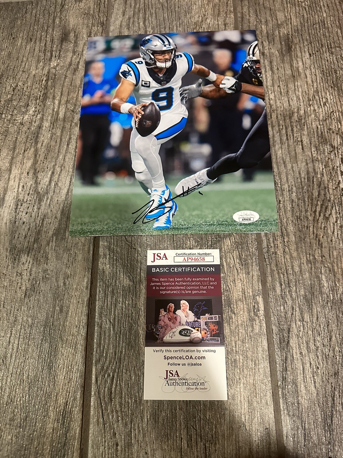 BRYCE YOUNG SIGNED CAROLINA PANTHERS 8X10 PHOTO JSA COA AUTOGRAPHED ALABAMA 11 