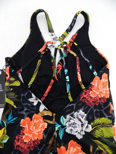 Magicsuit Black Floral Twist Front Strappy Back 1-Piece Swimsuit NWT Size 16 - Imagen 9 de 16