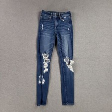 American Eagle Sz 00 Jegging Next Level Stretch Distressed Jeans