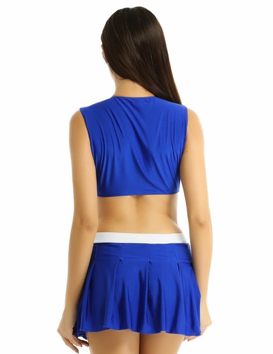 Womens Cheerleader Costume Cheer High School Girl Cosplay Fancy Dress Mini Skirt - Picture 96 of 121