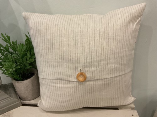 SALE Sarah Hardaker Pretty Anais petite floral cushion cover stripe back 32x32cm - Picture 3 of 3