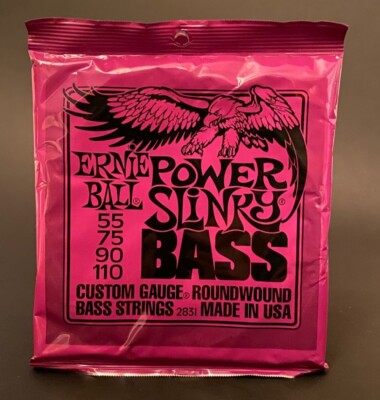 ERNIE BALL POWER SLINKY 55-110 ELECTRIC BASS GUITAR STRINGS 2831 (4-STRING)