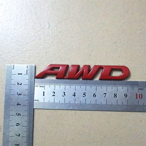 AWD Matte Red Metal 1x Big Grille Emblem + 3x Sticker + 2x Small Badge Decal 4x4 - Picture 4 of 22
