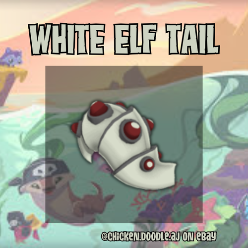 Animal Jam Classic (AJC) White Beta Elf Tail **BESCHREIBUNG LESEN**