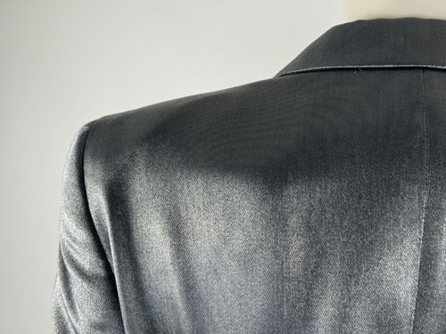 Escada Double Breasted Silk Blazer Women 34 EUC Long Sleeve Lined Jacket Silver - Picture 16 of 20