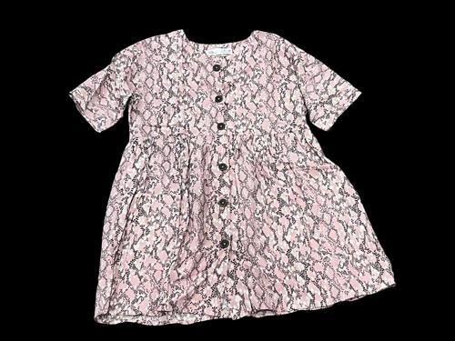 ZARA GIRL'S SHIRT DRESS PINK PRINTED BUTTON FRONT SHORT SLEEVE 2492/600 SZ 8 - Picture 4 of 8