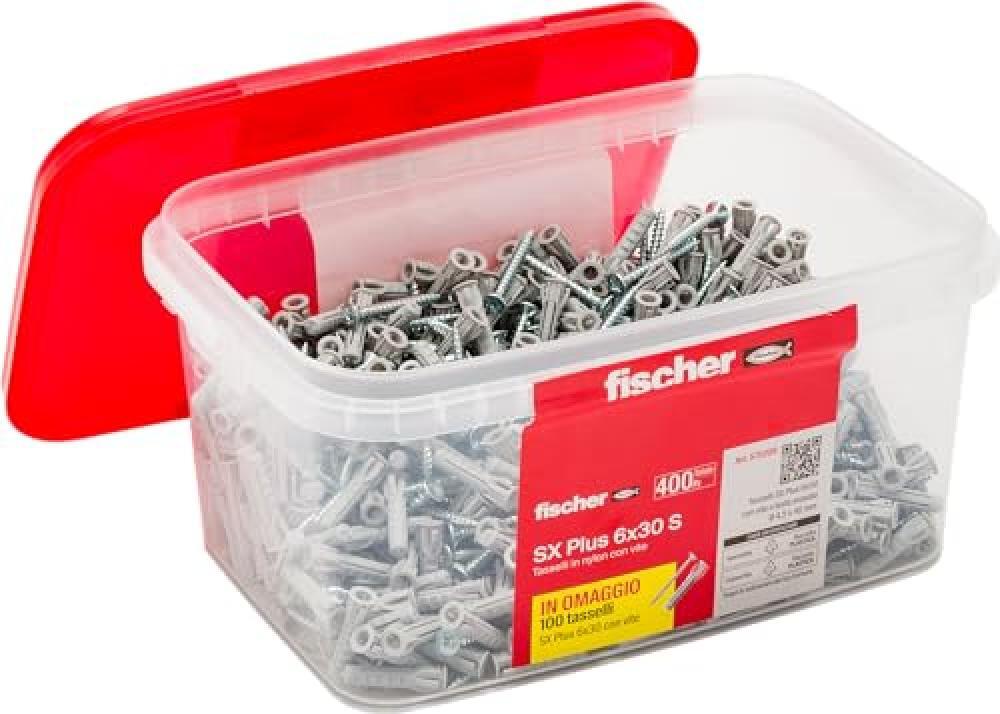 (TG. 6x30) Fischer Propack SX Plus 6 S Vaschetta 400 Tasselli 6x30 con Vite, 800