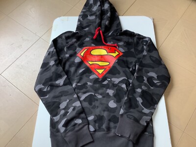 A BATHING APE×DC COMICS SUPERMAN A Bathing Ape Bape x DC Comics Superman Black Hoodie Large