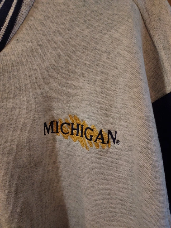 Chaqueta Universitaria Vintage Años 90 Fruit of the Loom Super Algodón Azul/Gris Talla XL, EXCELENTE Foto 2 de 4