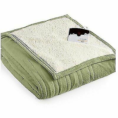 Biddeford 2060-9032138-633 MicroPlush Sherpa Electric Heated Blanket Twin Sage Green 