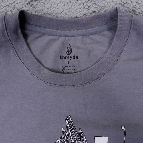 Threyda Shirt Herren Large grau Pullover leicht geometrisches Logo Mandala 2729 - Bild 3 von 7