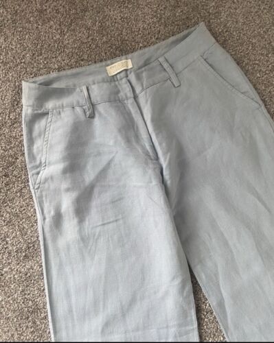 Pantaloni da donna toast taglia UK 12 lino e cotone gamba larga blu chiaro - Foto 3 di 7