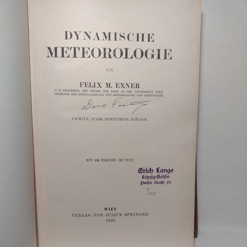 Dynamische Meteorologie by Felix M. Exner -1925 -German Antique Science Liter. - Picture 4 of 14