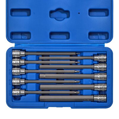 3/8'' Drive Extra Long Allen Hex Bit Socket Set S2&CR-V SAE 10 Pieces 1/16 Inc...