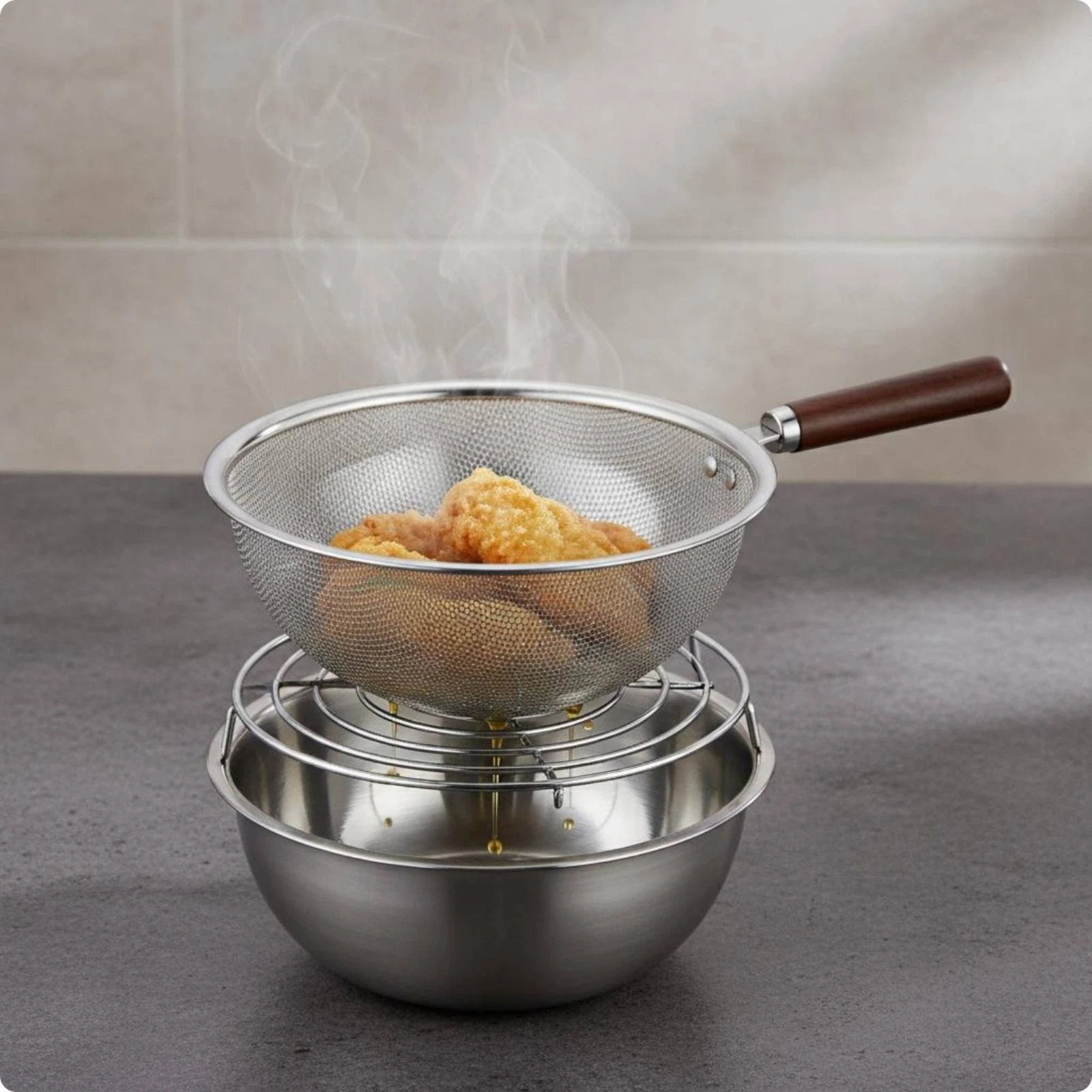 Stainless Steel Skimmer Oil Filtering Colander Skimmer Multi Use for Cooking