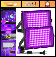 2 Pack 100W Waterproof LED Black Light Floodlight, Outdoor Neon Glow Party Light