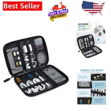 Compact Black Electronics Travel Organizer - 11 Compartments for Essentials
