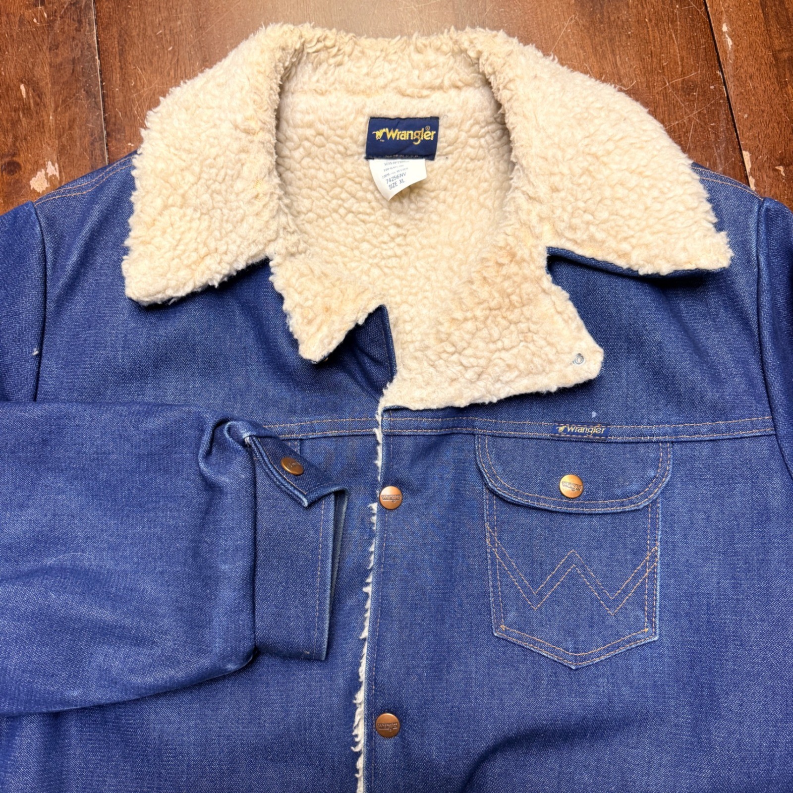 Vintage Wrangler Mens 70's Sherpa Lined Denim Trucker Jacket
