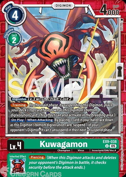 EX9-038 Kuwagamon : Uncommon Digimon Card : EX09: Versus Monsters
