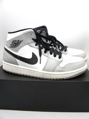 Nike Air Jordan 1 Mid Light Smoke Grey Black White 554724-092 Men's Size 9 Box