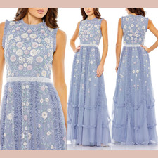 NEW Mac Duggal 8 9137 Embroidered High Neck Sleeveless Ruffled Gown J2220