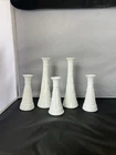 Vtg Set Of 5 Beautiful Anchor Hocking Star& Bars Milk Glass Vases  9” & 6 EUC