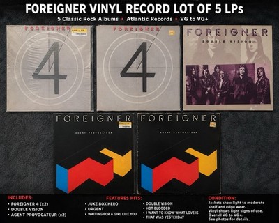 Foreigner Vinyl Record Lot of 5 LPs VG/VG+ Double Vision Foreigner 4 Rock