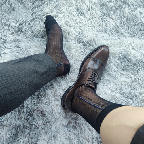 Transparente ultradünne Herrensocken mit Streifendesign für den geschäftlichen Gebrauch - Bild 12 von 45
