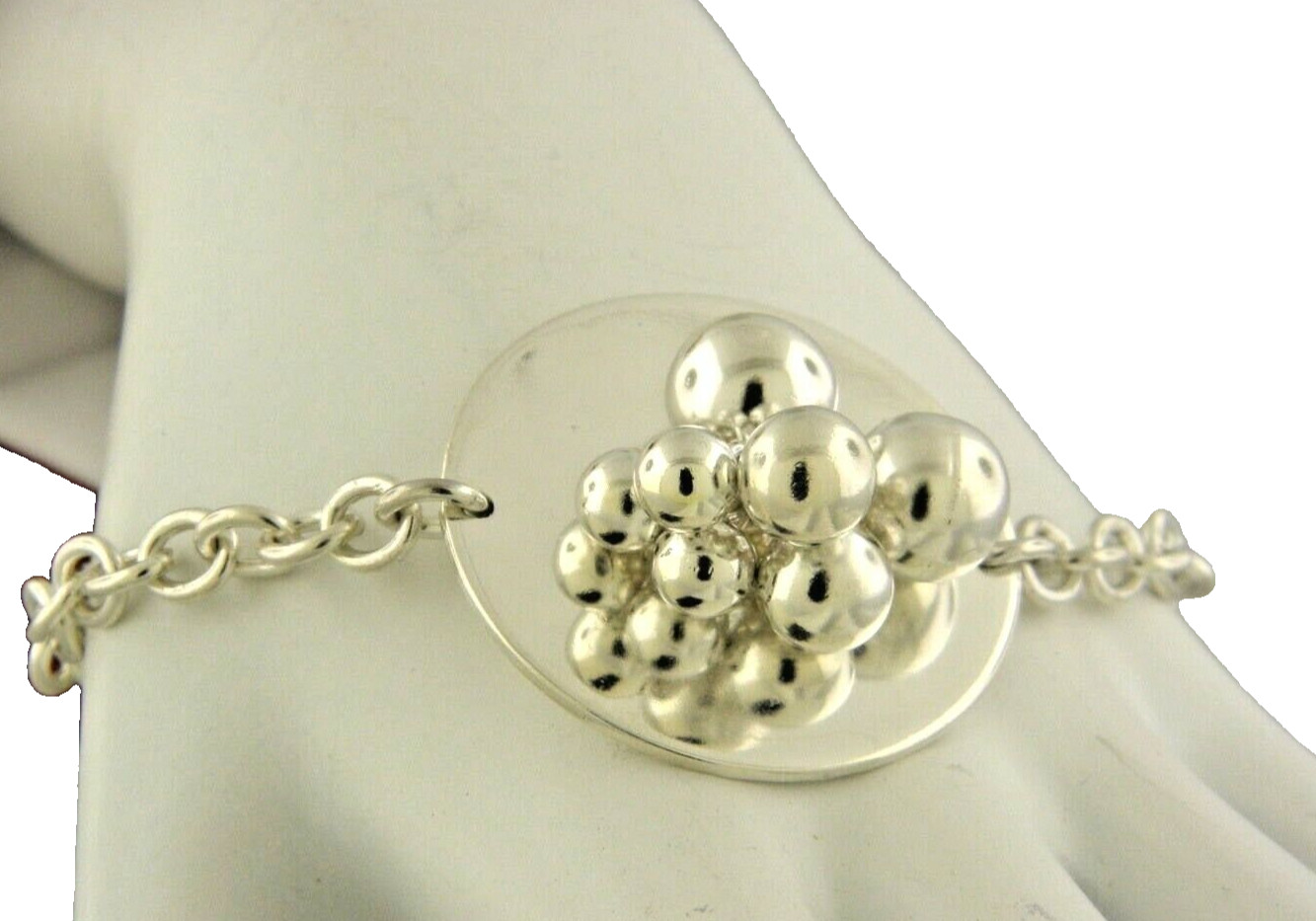 STERLING SILVER STATEMENT CIRCLE BEAD CENTER LINK… - image 1