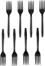 HeavyWeight Disposable Plastic Cutlery Forks - Black, 250 Forks - Black