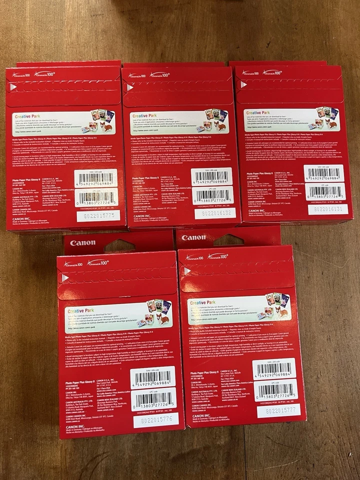 Canon Plus Glossy II PP301 4x6 Inkjet Photo Paper 500 Sheets Total Lot Of 5 NEW - Image 2 of 4