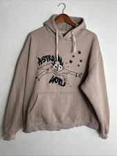 Travis Scott Astroworld Concert Look Mom I Can Fly Hoodie Tan Mens XL Stains