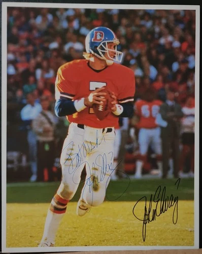 John Elway Denver Broncos HOF Signed 8x10 VTG 80s Team Issued Photo Card PSA DNA