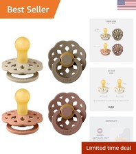 Boheme Soother 4-Pack: Elegant BPA-Free Natural Rubber Pacifiers, Peach Mix